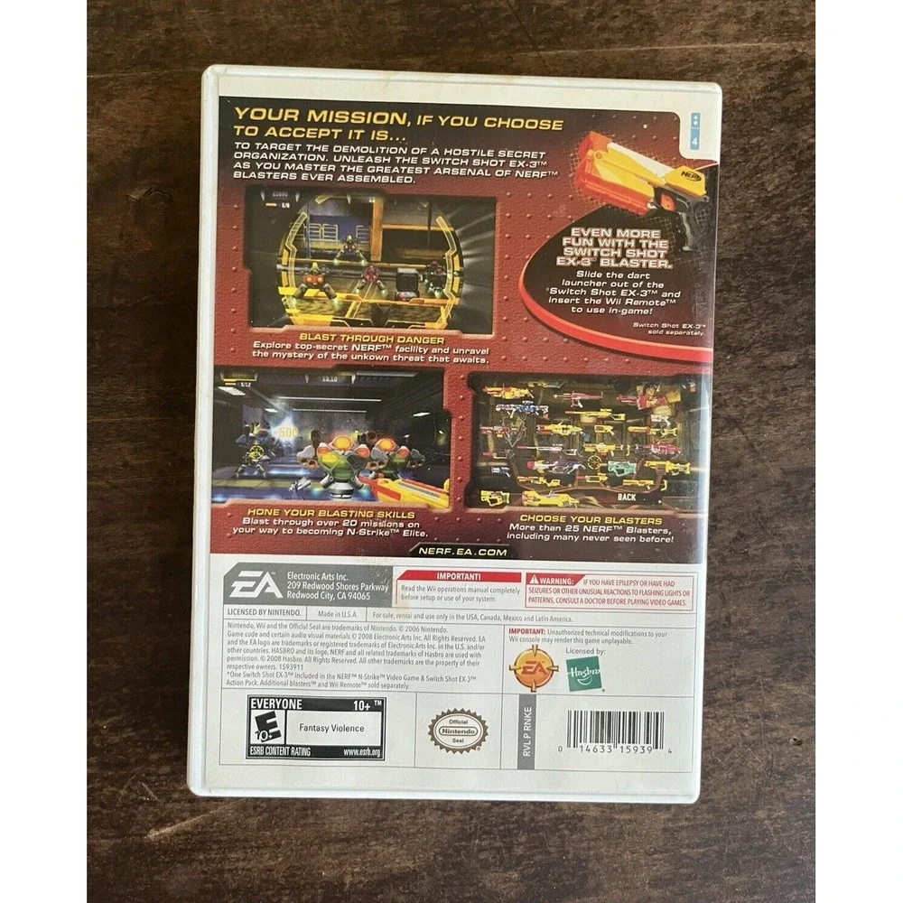 Nerf N-Strike - Nintendo Wii Game - 4 Player‎ - Manual Case & Game
